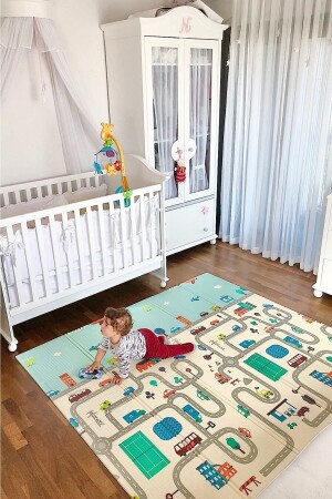 Dino Road faltbare doppelseitige Spielmatte 150 x 200 x 1 cm - 2