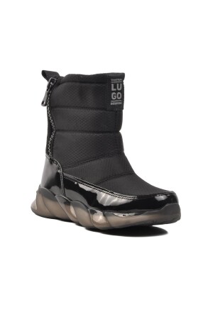 DMK-Z001 Damen-Schneestiefel aus schwarzem Lackleder mit Fell innen - 1