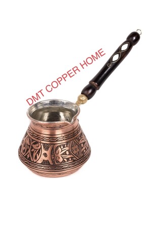 Dmt Home Gaziantep Kupfer handgefertigte türkische Kaffeekanne mit schwerem besticktem Perlmuttgriff, verzinnt, 3er-Set DMT-19164 - 6