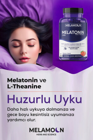 Doğal Melatonin Ve Teanin Içeren 120 Tablet Takviye Edici Gıda 3 Mg- Daha Kaliteli Ve Stressiz Uyku MLM3 - 6