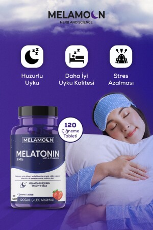 Doğal Melatonin Ve Teanin Içeren 120 Tablet Takviye Edici Gıda 3 Mg- Daha Kaliteli Ve Stressiz Uyku - 7