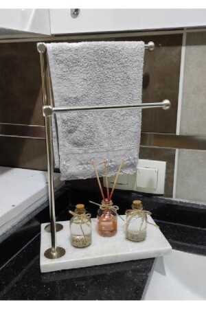 Doğal Mermer Dekoratif Havluluk Banyo Düzenleyici Gümüş TYC00728651327 - 4