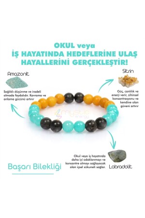 Doğal Taş Başarı- Hedeflerine Ulaşma Öğrenci Tılsım Bilekliği(LABRADORİT- SİTRİN- AMAZONİT DOĞALTAŞ) - 2