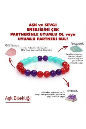 Doğal Taş Çiftler Arası Uyum Ve Aşk Bilekliği |ametist-gül Kuvars-amazonit Doğaltaş |bayram Hediyesi MysticEnergyBileklik-t - 2