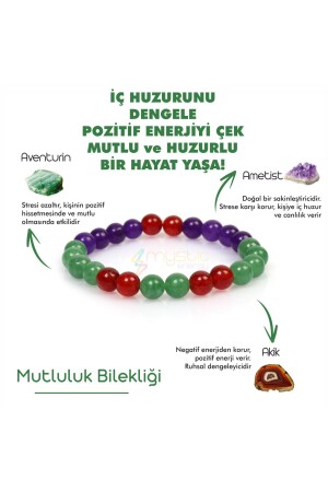 Doğal Taş Mutluluk Tılsım Bilekliği |ametist,aventurin,akik |hediyelik Doğaltaş |bayram Hediyesi MysticEnergyBileklik-t - 3