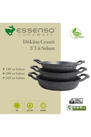 Döküm Essenso Üçlü Sahan Seti 18cm 20cm 22cm ZH-ZH-480 - 3