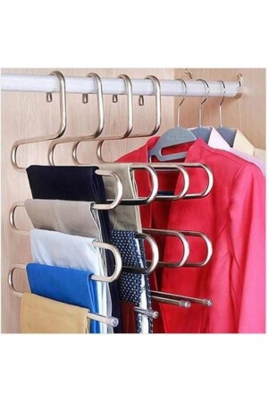 Dolap Içi 5 Katlı Metal Eşarp Başörtü Askısı Pantolon Pijama Düzenleyici Organizer Askı - 4