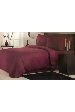 Doppel-Bettbezug-Set aus Baumwollsatin, Claret Red Line, 8697353453809 - 4