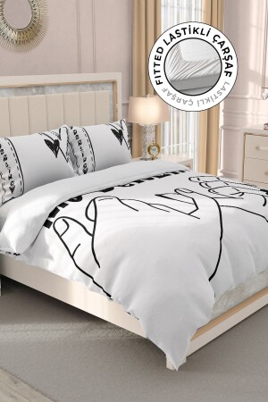 Doppelbett-Bettbezug-Set aus 100 % Baumwollsatin mit Spannbettlaken, Darling MONOHOME32630 - 2