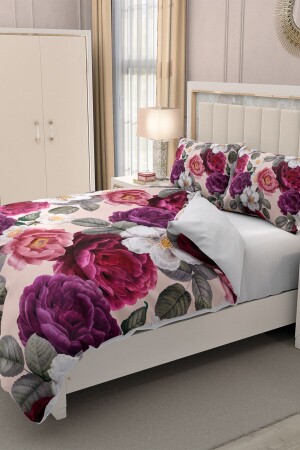 Doppelbett-Bettbezug-Set aus 100 % Baumwollsatin mit Spannbettlaken, Rosen-Bettbezug MONOHOME31732 - 7