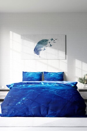 Doppelbett-Bettbezug-Set, eng gewebter Baumwollsatin, 3D-Spezialdesign, „Mitte im Meer“ (ohne Laken) PERLASERA29494 - 5