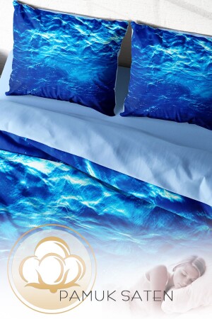 Doppelbett-Bettbezug-Set, eng gewebter Baumwollsatin, 3D-Spezialdesign, „Mitte im Meer“ (ohne Laken) PERLASERA29494 - 6