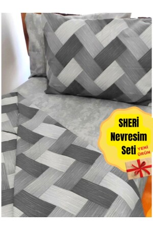 Doppelbett-Bettbezug-Set in Grau, Zigzag, Yenidesen02102714534529 CA25482023 - 4