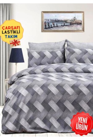 Doppelbett-Bettbezug-Set in Grau, Zigzag, Yenidesen02102714534529 CA25482023 - 3