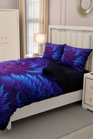 Doppelbettbezug-Set aus 100 % Baumwollsatin mit Spannbettlaken, Purple Energy MONOHOME33200 - 6