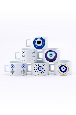 Doppelseitig bedrucktes Set mit Evil Eye-Perlen, bestehend aus 6 Tee- und Kaffeetassen - 3