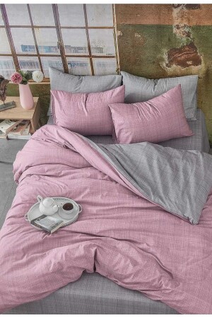 Doppelseitiges Bettbezug-Set aus Baumwolle (elastisches Laken) DOPPELSEITIGER DUVET COVER TK. - 7