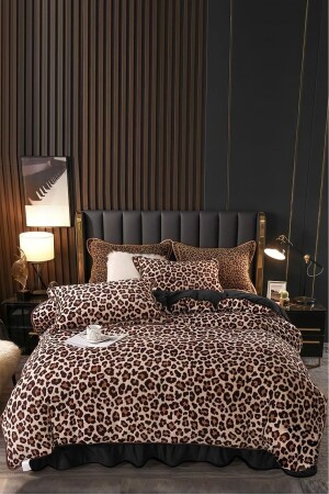 Doppelseitiges Doppelbett-Bettbezug-Set mit elastischen Laken, Leopard, murdummmgrıı41 - 2