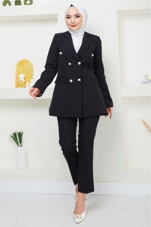 Doppelter Anzug mit Jacke, Schwarz HM2376 - 2