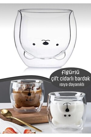 Doppelwandiger Design-Glasbecher mit Teddybär – Geschenk Doppelwandiger Teddybär-Becher 250 ml - 2