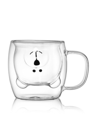 Doppelwandiger Glasbecher mit Teddybär-Design, doppelwandiger Glasbecher mit Henkel, Fun Cup pg96966 - 4