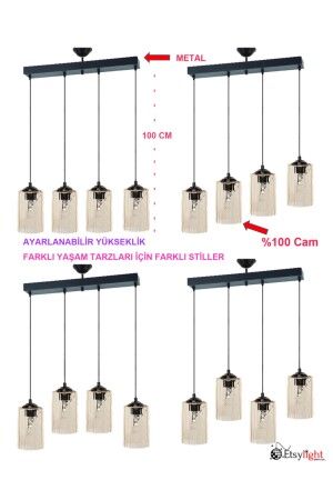 Dora Sıralı Lüx 4 Antre Avize, Mutfak Avize, Salon Avize, Yemek Odası Avize S050SR4 - 8