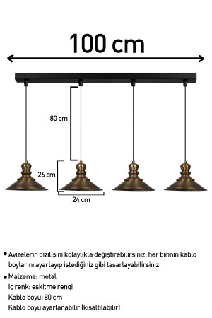 Dörtlü Nantes Eskitme Rengi Metal Sarkıt Avize Lamba Rustik Vintage Iç Mekan Ofis Cafe Otel BMM7106XXXX14 - 6