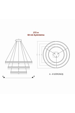 Double Light 100-80-60cm Samsung Led Alt Üst Işıklı Çember Sarkıt Led Avize VXL61901 - 5