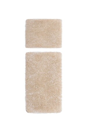 Douro Shaggy 2-teilige Badematte, beige, rutschfeste Unterseite, 60 x 100 – 50 x 60 - 4