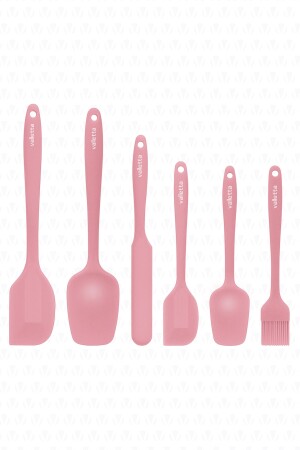 Drongo Isıya Dayanıklı Yanmaz Yapışmaz Silikon Spatula Seti 6 Parça Pembe VS-606SS-S - 5