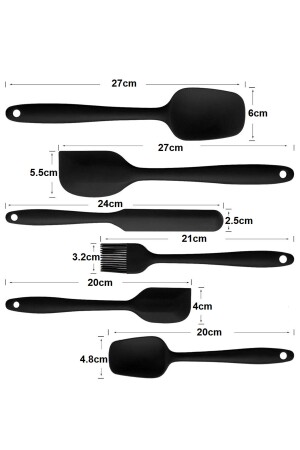 Drongo Isıya Dayanıklı Yanmaz Yapışmaz Silikon Spatula Seti 6 Parça Siyah VS-606SS-S - 7