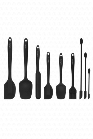 Drongo Jar Scraper Silikonspatel-Set 9-teilig Schwarz VLT9LU - 2