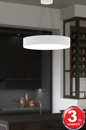 Drum 40cm (BEYAZ KASA, GÜN IŞIĞI) Ledli Modern Led Avize, Salon, Mutfak, Oturma Yatak Odası, Sarkıt Drum 40cm Beyaz 6500K - 8