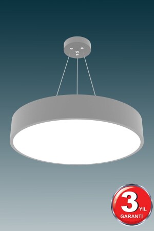 Drum 40cm ( Gri Kasa, Beyaz Işık ) Ledli Modern Led Avize, Salon, Mutfak, Oturma Yatak Odası, Sarkıt Drum 40cm Gri 6500K - 2