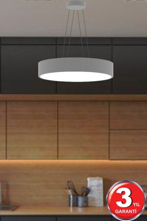 Drum 40cm ( Gri Kasa, Beyaz Işık ) Ledli Modern Led Avize, Salon, Mutfak, Oturma Yatak Odası, Sarkıt Drum 40cm Gri 6500K - 5