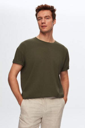 Ds Damat Comfort Khaki Loose Cut T-Shirt aus 100 % Baumwolle 6HC14ORT02006 - 5