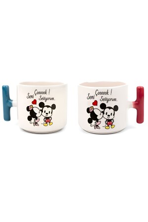 Duble Türk Kahvesi Fincanı & Espresso Mickey Minnie Sevgili Seti T Kulp 200 Ml SvglTf96 - 2