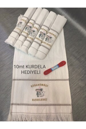 Düğün Havlusu Araba Havlusu Konvoy Havlusu Kurdale Hediyeli 12li Paketli , Kalpli 12301 - 9