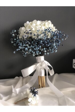 Dunkelblauer Hortensien-Brautstrauß der neuen Saison, Boutonniere-Set mit 2 Verlobungsblumen FGÇ-4713447134369 - 11