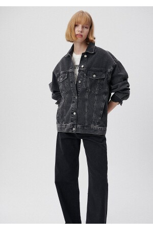 Dunkelgraue Jeansjacke aus den 90ern von Luna 1110177-85298 - 1