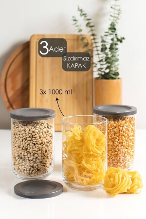 Duo Sızdırmaz Kapaklı 1000 Cc 3 Adet Saklama Kabı Kavanoz Seti Lav 3lü 1000 Ml Saklama Kabı Seti - 2