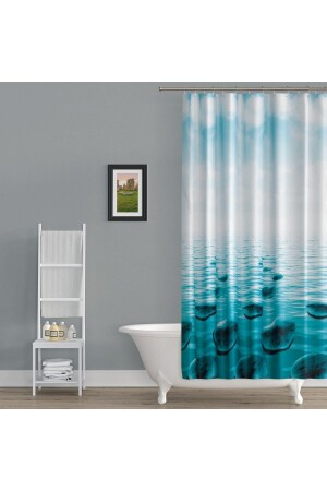 Duş Perdesi Küf Tutmaz Polyester Kumaş Banyo Perdesi Tek Kanat Banyo Dekorasyon Perdesi 180x200 Cm - 1