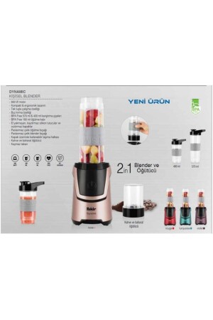 Dynamic Kişisel Blender Smoothie 2 in 1 600W Öğütücü Kırmızı - 4