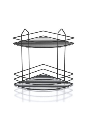 Eckschwammschale, Duschablage, Seifenschale, Edelstahl, 2 Etagen, kunststoffbeschichtet, Schwarz, 732102022326 - 1