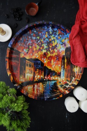 Ef163-03 Afremov River Desenli Yuvarlak Tepsi 36 Cm EF163-03 - 3