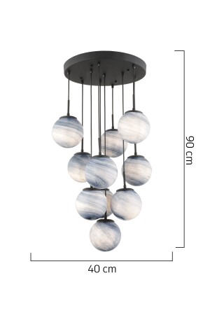 EFSER 10-TEILIGER RUNDER KRONLEUCHTER Moderner Wohnzimmer-Hängelampen-Kronleuchter - 7