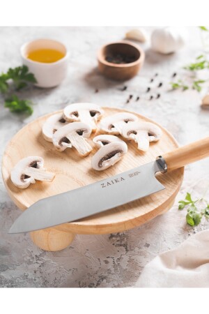 Eğri Santoku Ahşap Saplı Şef Bıçağı- Paslanmaz Çelik ZA010018 - 6