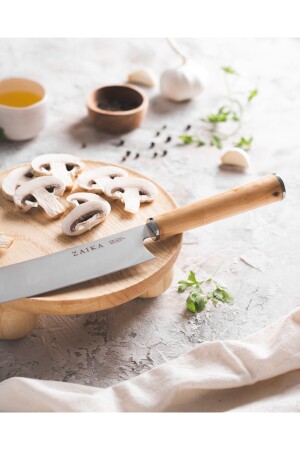 Eğri Santoku Ahşap Saplı Şef Bıçağı- Paslanmaz Çelik ZA010018 - 7