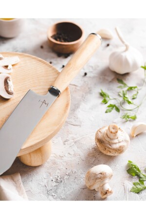 Eğri Santoku Ahşap Saplı Şef Bıçağı- Paslanmaz Çelik ZA010018 - 8