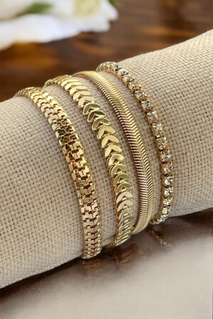 Eid Special 4-teiliges goldfarbenes Damen-Armband-Set - 2